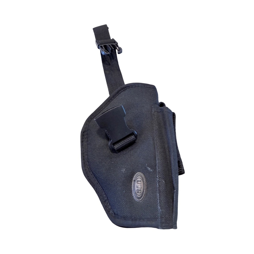 UTG Black Nylon Tactical Holster‎ with Adjustable Buckle Strap and Side Pouch